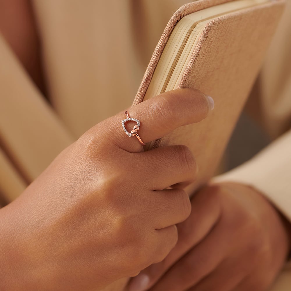 Curved Triangle Diamond Ring